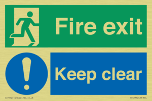 Fire exit Keep clear dual sign